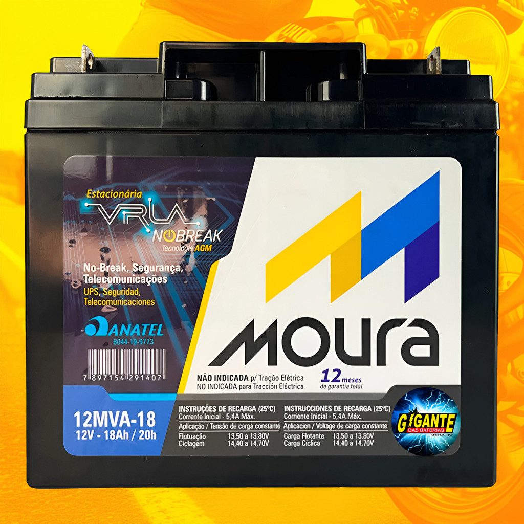 Bateria Original Moura 12mva18 12v 18ah Vrla Agm No Break