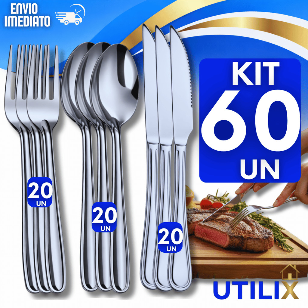 Combo de Talheres inox Garfo Faca Colher Cozinha Restaurante Gafos Facas Colheres Talher Utilidades