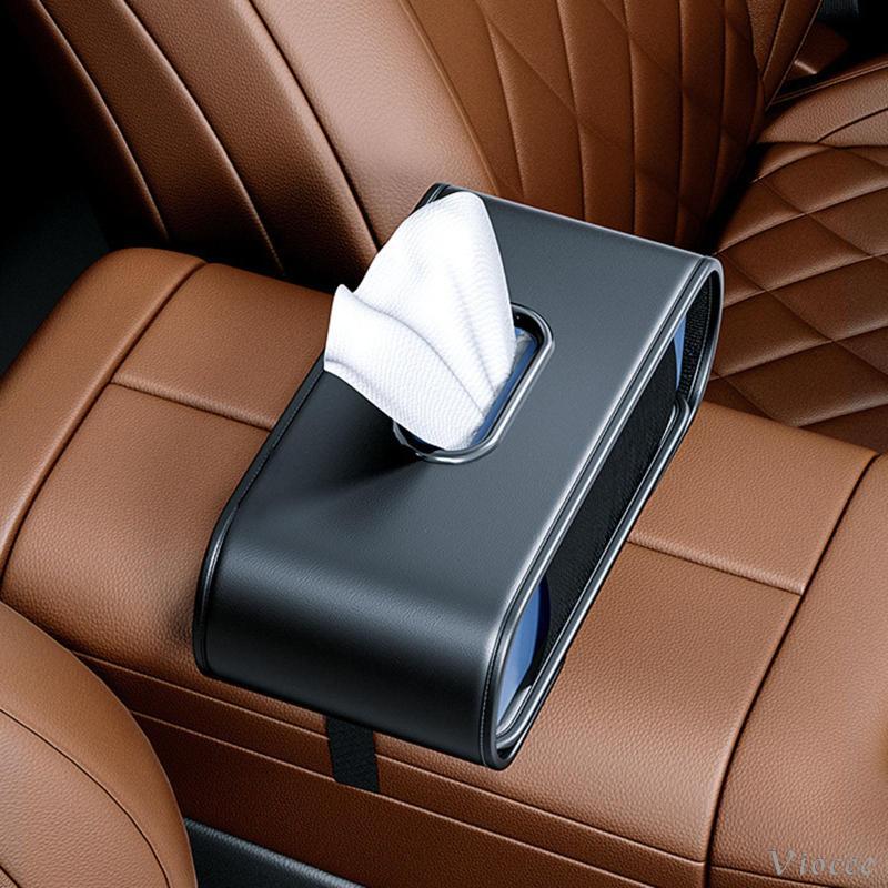 [Viocee] Acessórios Interiores Automotivos , Estojo De Guardanapo , Organizador De Couro PU , Caixa De Tecido De Carro P