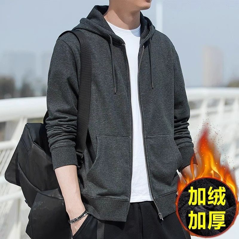 2026 primavera outono roupas masculinas forro de lã jaqueta masculina com capuz Cardigan zíper fino moletom masculino es