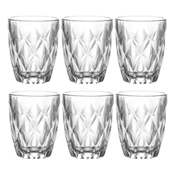 Jogo De Copos 280ml De Vidro Cilíndrico Diamante 6 Unidades