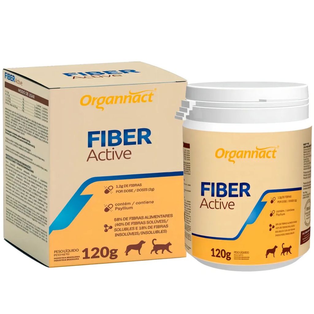 Suplemento Fiber Active Para Cães E Gatos 120g - Organnact em Oferta na Shopee