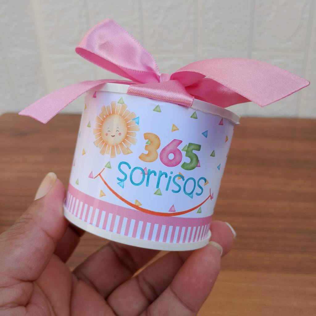 Kit Tubolata Personalizada 5x6 *Lembrancinhas 365 SORRISOS MENINA -Chá de Bebe - Aniversário - Maternidade - Comemoraçõ