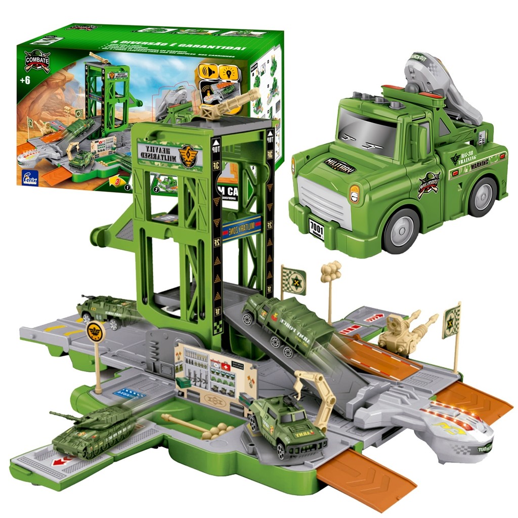 Brinquedo Carrinho Vira Garagem Miniatura Brinquedo Luz E Som Menino - Fênix Brinquedos