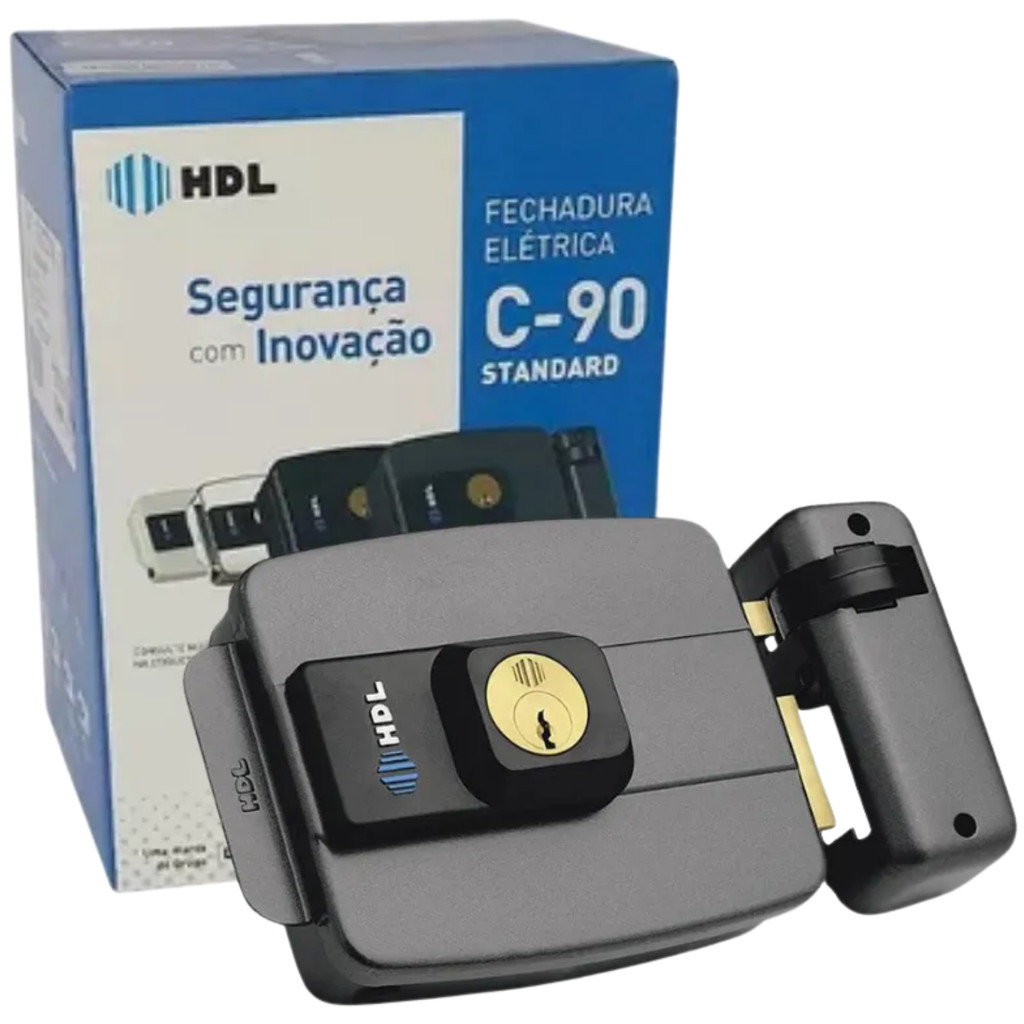 Fechadura Elétrica HDL C-90 Dupla Cinza – Abre para Dentro