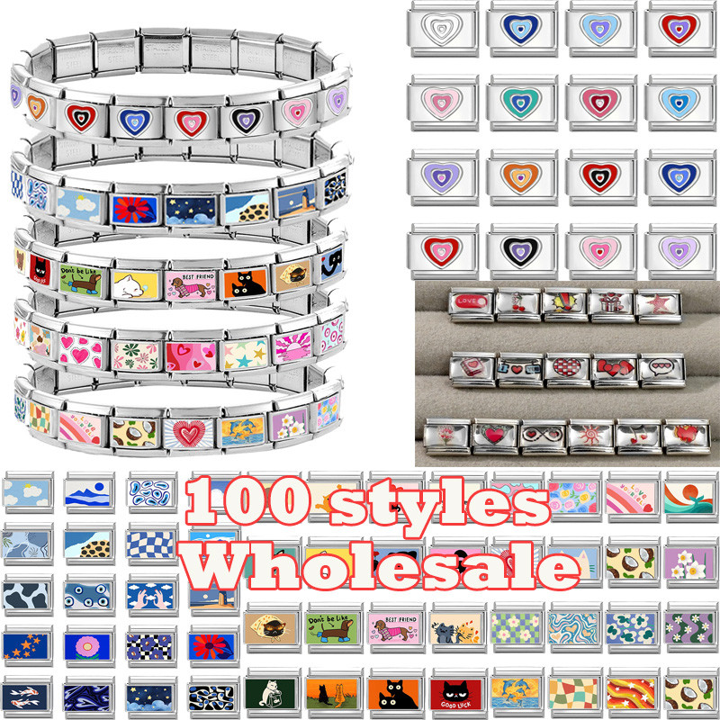 DIY Aço Inoxidável Italiano Charme Links Apto Para 9mm Pulseira Feminino Masculino Jóias Fazendo Acessórios Animal Borbo