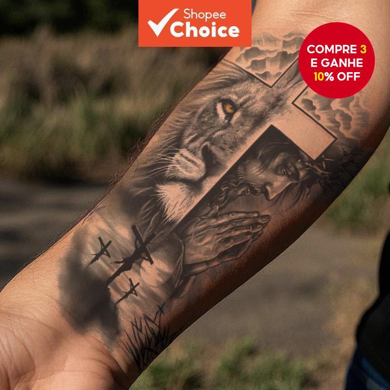 Adesivos De Tatuagem Temporários Do Rei Leão À Prova D'água Para Homens E Mulheres , Braços , Festa Na Praia