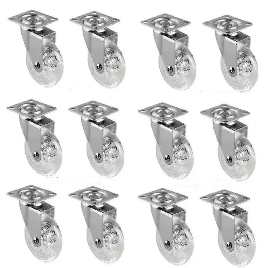 12 Rodinhas 50mm Rodízios Rodas Giratórias Sem Trava Para Móveis ou Carrinhos Gel Silicone AntiRisco