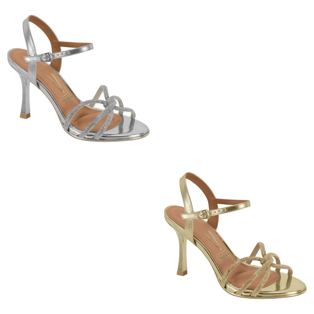 Sandália Vizzano Feminina Conforto Strass Salto Alto Fino em Oferta na Shopee