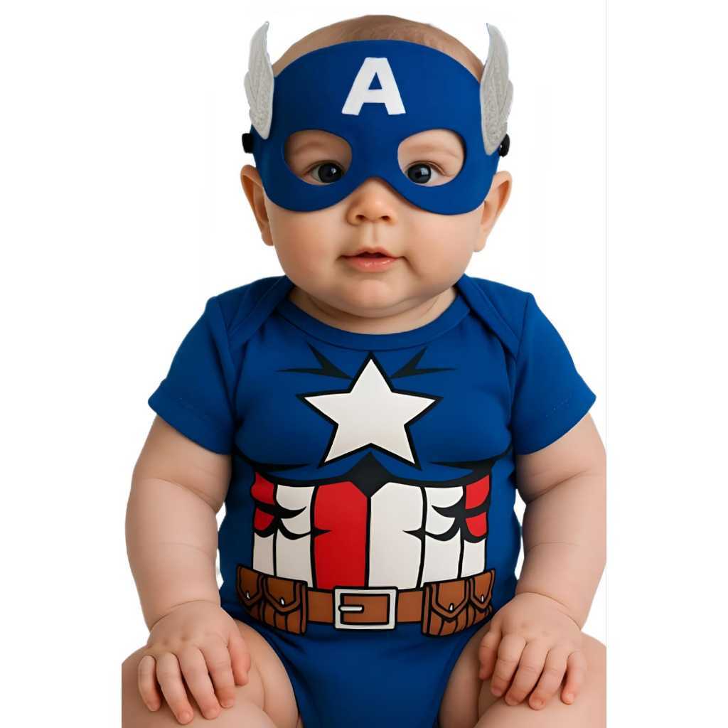 Body Bory Infantil Capitão América Com Máscara Envio Imediato ! em Oferta na Shopee