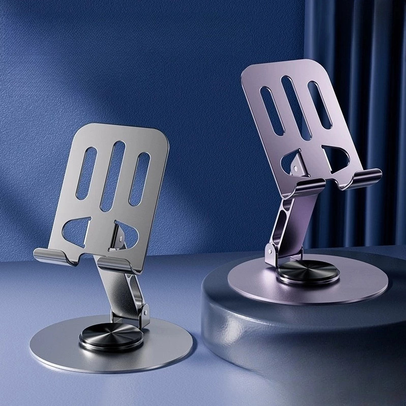 Suporte de Mesa Alumínio | Rotatória 360º Ajustável para Celular e Tablet