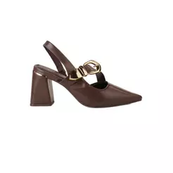 Scarpin Bebecê Salto Bloco Calce Facil Com Enfeite Maxi Fivela