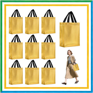 10 sacolas de compras ecológicas da moda dourada, cintos para presentes, sacolas ecológicas