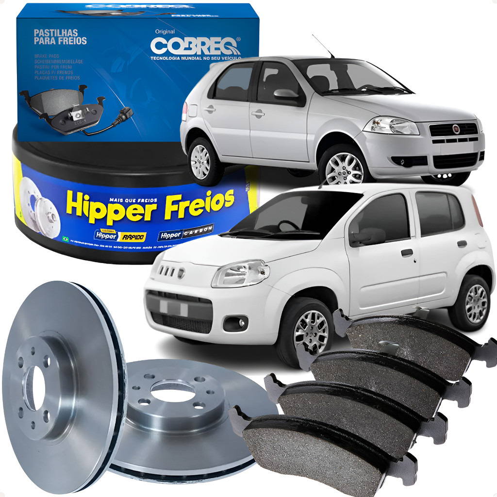 Kit Disco +  Pastilha Freio Dianteiro Fiat Palio Uno 1.0 1.3 1.4 2010 a 2021 - MAG0062