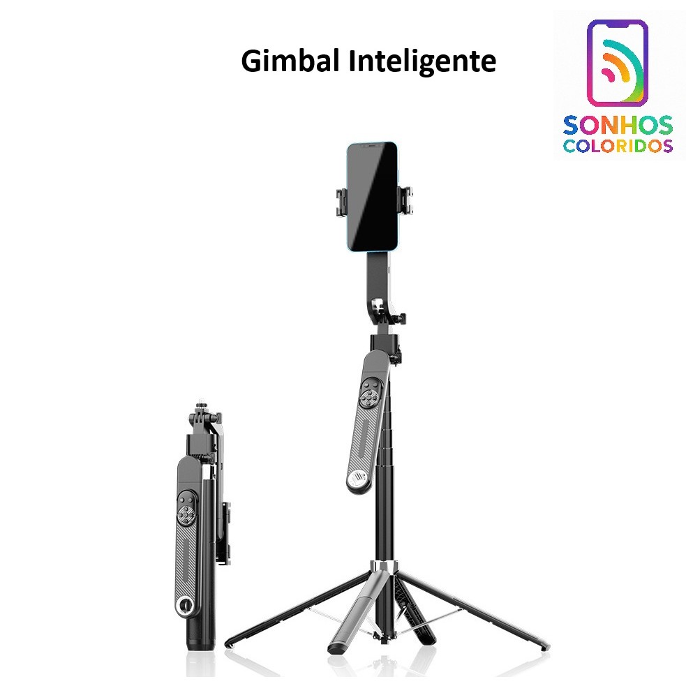 Estabilizador Gimbal de Smartphone 360° Rastreamento Inteligente de Rosto AI Com Controle Inteligente