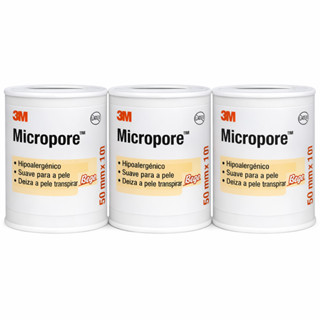 Kit 3 Fita Micropore 3M Bege 5cm x 10m Fita micropore bege para curativos em Oferta na Shopee