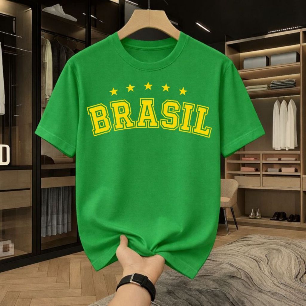 Camiseta Verde Bandeira  BRASIL copa do mundo 2026 100% algodão Masculina e Feminina Leve Fresca e Confortável