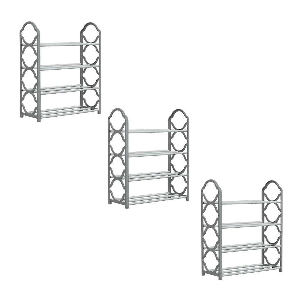 3 Sapateira 4 Andar Gray Calçado Rack Multiuso Sapato Escritorio Casa Lavanderia Estante Organizador