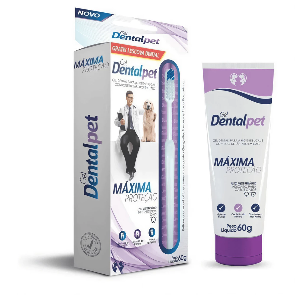 Dental Pet Gel 60g Com Escova E Controle De Tártaro