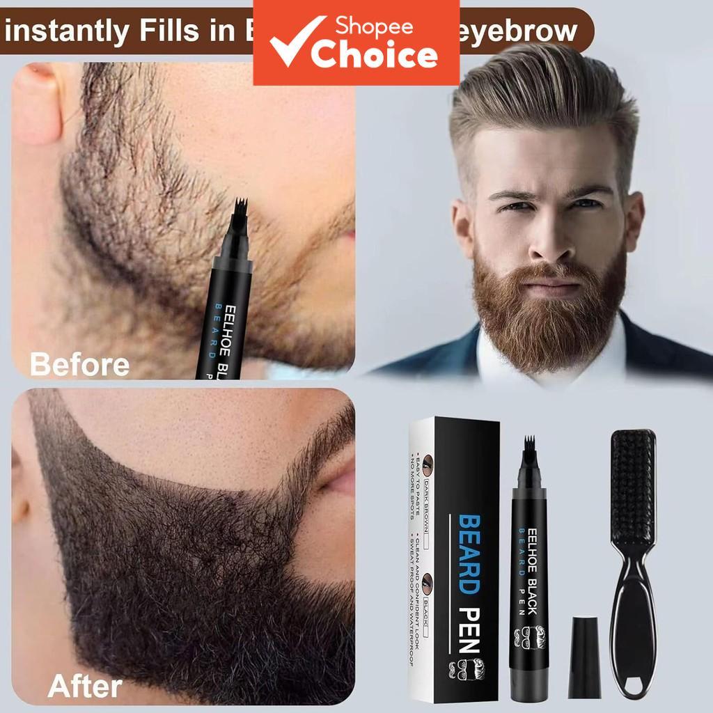 Caneta Preenchedora de Barba à Prova d'Água - Cobertura Natural para Barba e Sobrancelhas Ralas, Fácil de Usar e