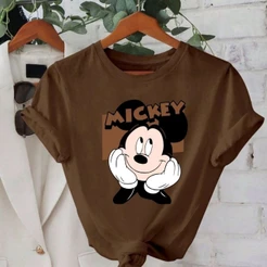 Camisa Feminina 100 % Algodão Estampada Mickey Mouse Envio Rapido