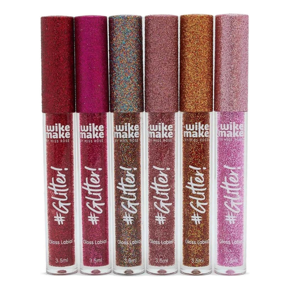 Gloss Labial com Glitter Wike Make by Miss Rôse - Carnaval | Brilho Intenso | Cores 01 a 06 em Oferta na Shopee