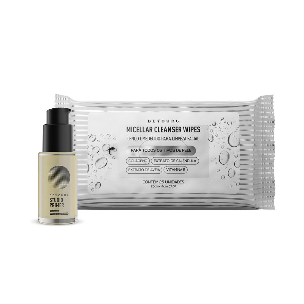 Kit Beyoung 1 Studio Primer e 1  Micellar Cleanser Wipes 25 unidades em Oferta na Shopee