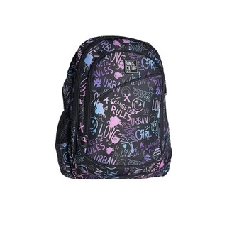 Mochila Ibra Estampa Urban Love - Preta e Colorida