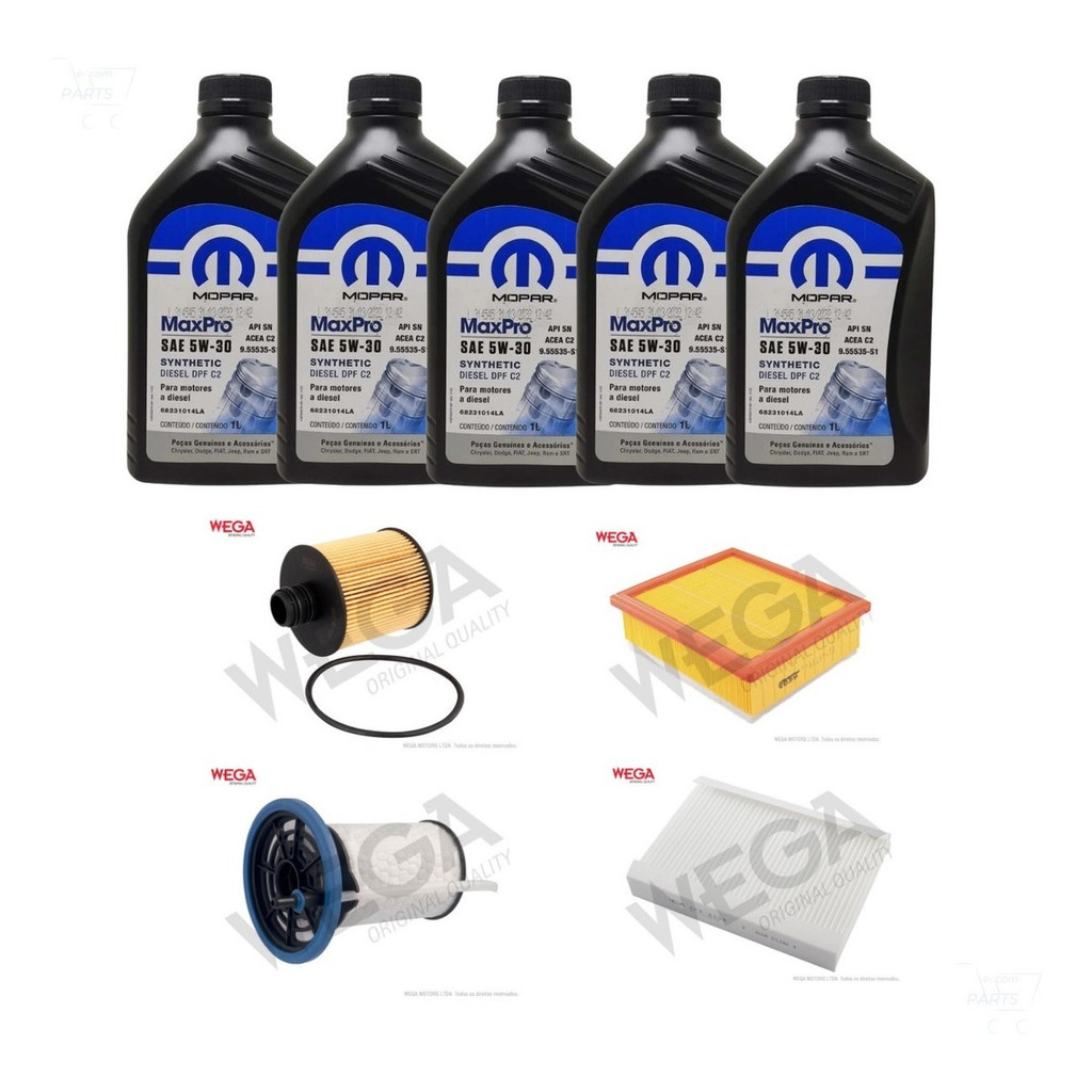 Kit Revisão 5w30 Fiat Toro Jeep Renegade Compass 2.0 Diesel
