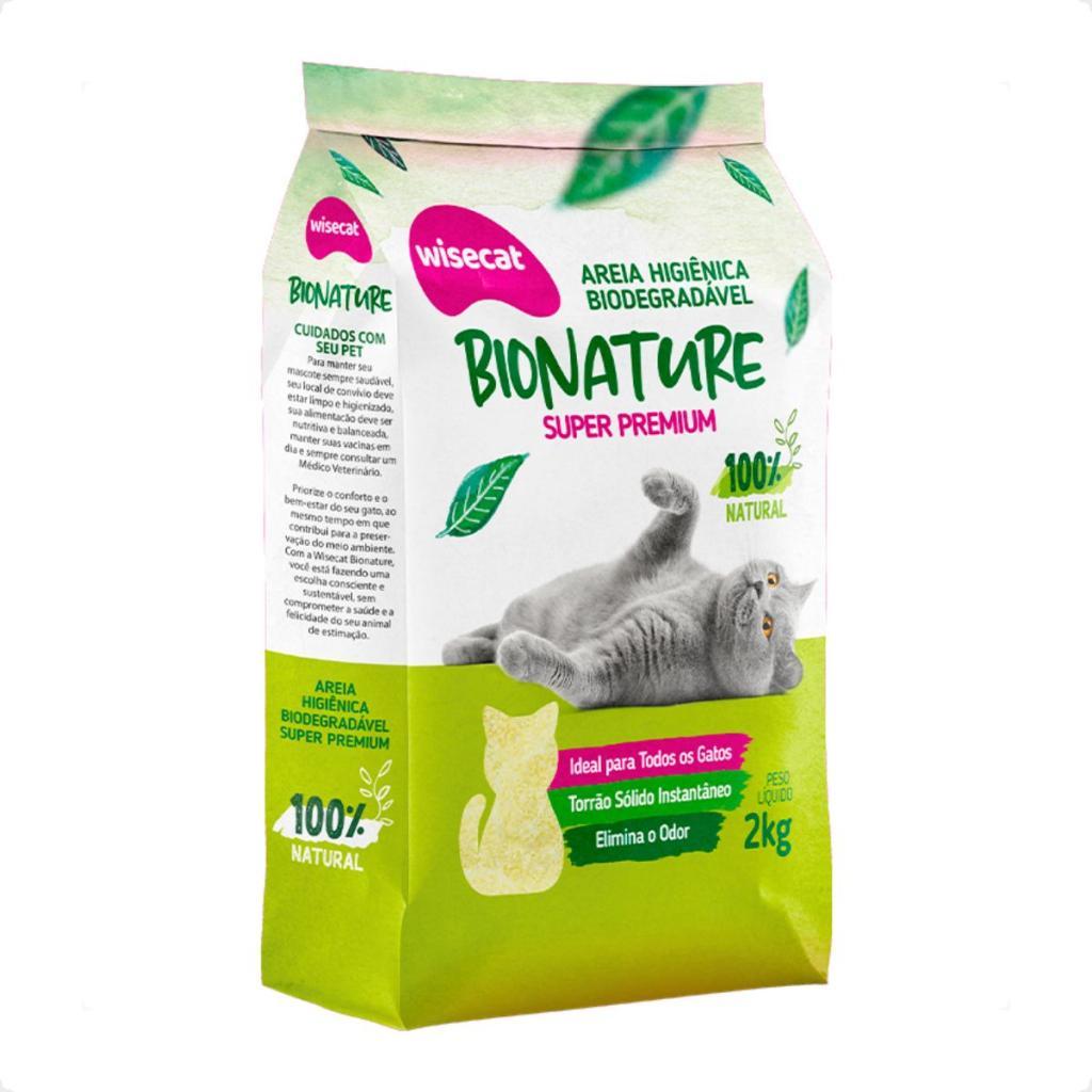 Areia Gato Wisecat Bionature Grossa 2kg - Ultra Absorção, Sem Poeira e Torrão Firme em Oferta na Shopee