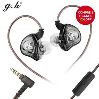 GK AK8 Fones De Ouvido Com Fio De 3.5 Mm De Unidade Dinâmica HIFI Bass Music Intra-Auriculares Cancelamento De Ruído Par em Oferta na Shopee