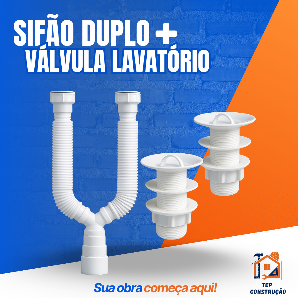 Sifão Sanfonado Duplo Flexível Branco Universal Para Tanques e Lavatório em Oferta na Shopee