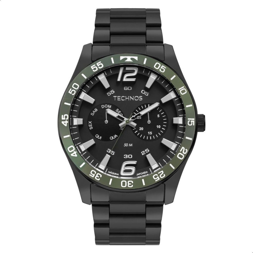 Imagem Relógio Masculino Technos Racer Premium Multifunção Bisel Verde 6P25CC/1P