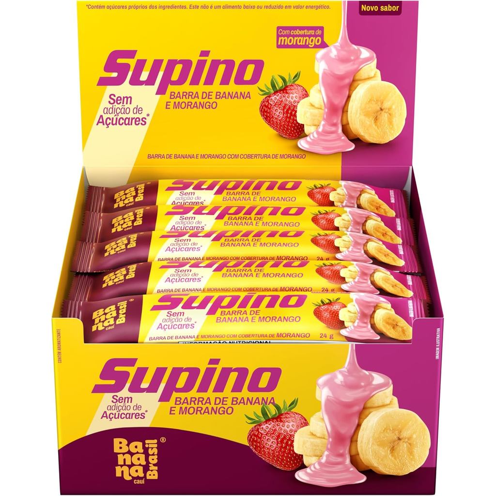 Barra Supino Zero Banana E Morango Cobert Morango Com 20Un De 24g em Oferta na Shopee