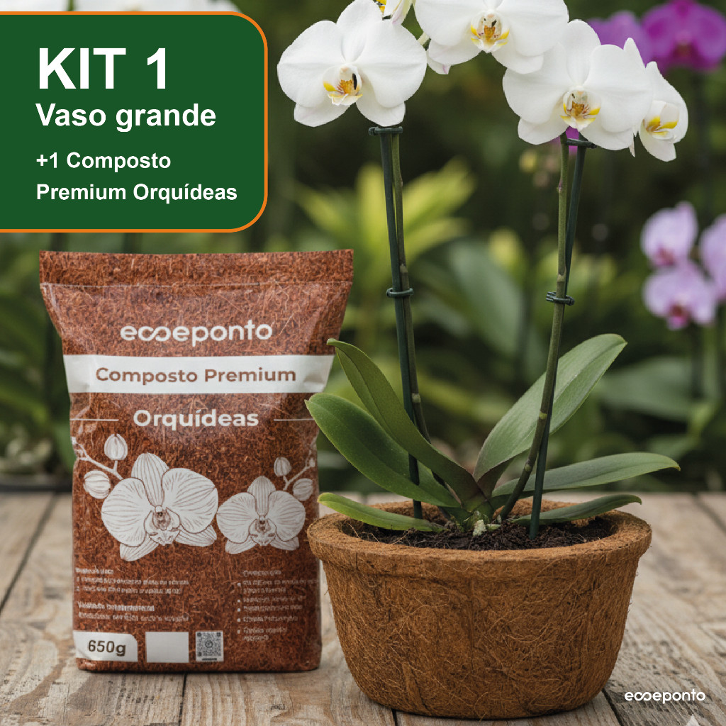 COMBO: 01 VASO GRANDE (30X16CM) + 01 COMPOSTO PREMIUM 650G PARA ORQUÍDEAS em Oferta na Shopee
