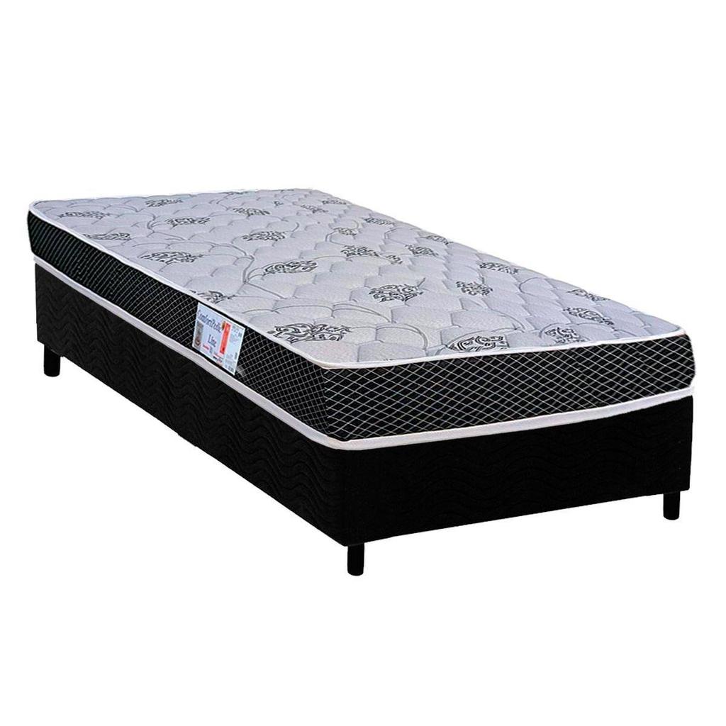 Conjunto Box Solteiro: Colchão Espuma Orthoflex D20 ComfortPedic + Base CRC Suede Black(78x188) em Oferta na Shopee