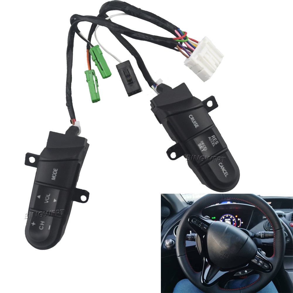 Botão Multifuncional Do Interruptor De Controle Volante Para Honda Civic 2006 2007 2008 2009 2010 2011 Com Luz De Fundo 