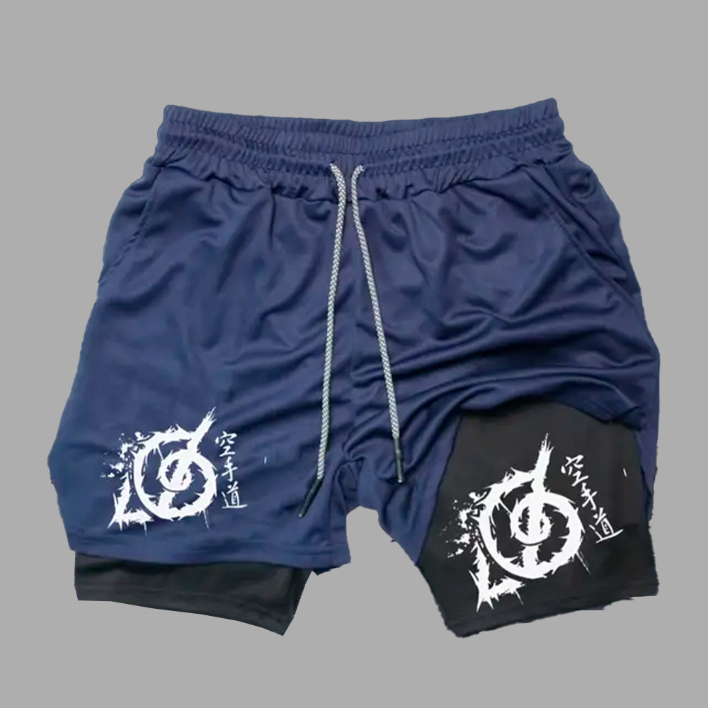 Short Compressão 2 em 1 Dry-Fit vila da folha anime naruto gym fitness para treinar Masculino