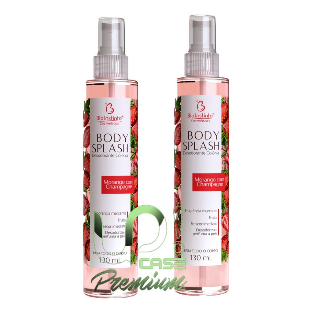 2 Desodorante Colônia Body Splash Morango C/ Champagne 130ml