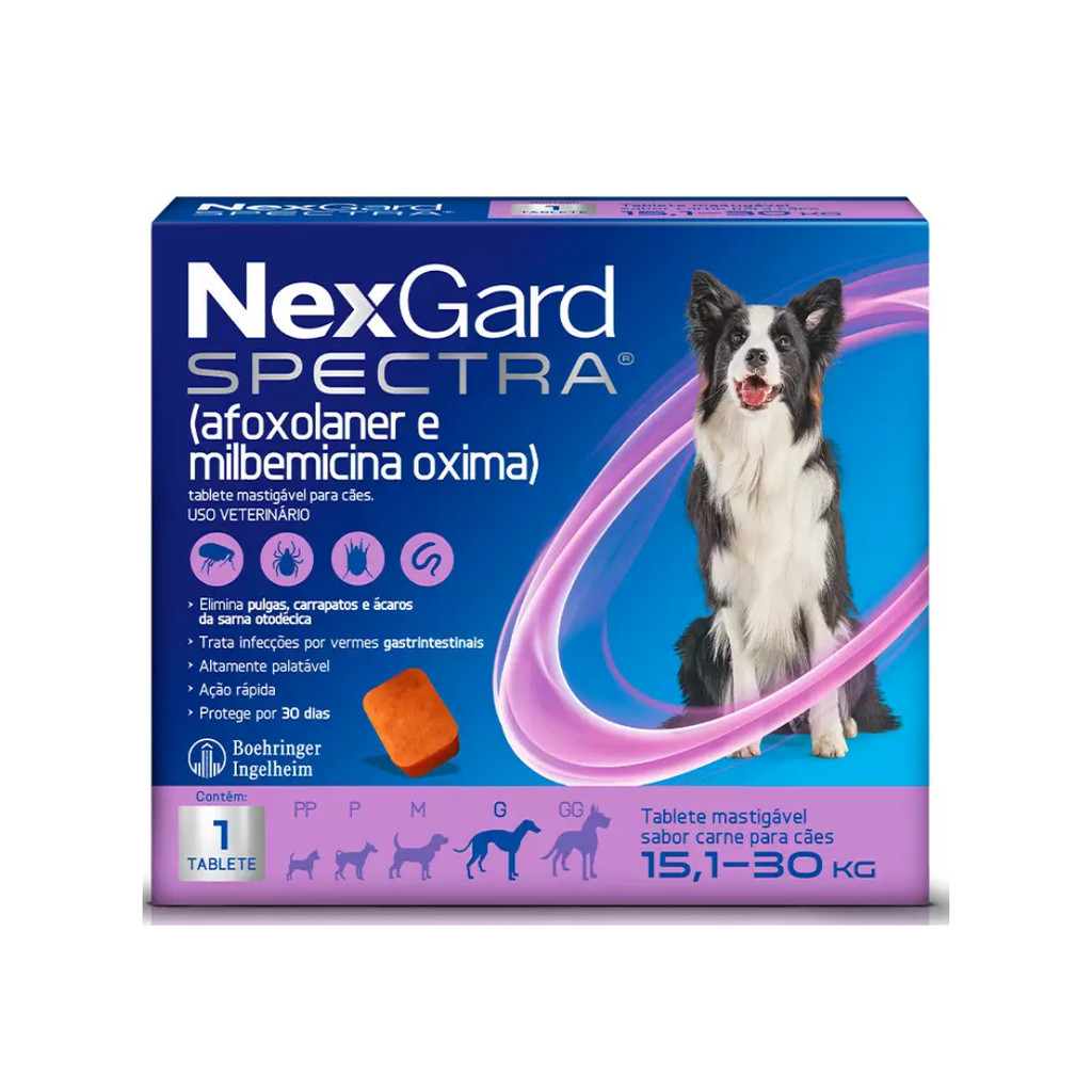 Nexgard Spectra Cães 15 a 30kg 1 Comprimido Antipulga Vermifugo em Oferta na Shopee