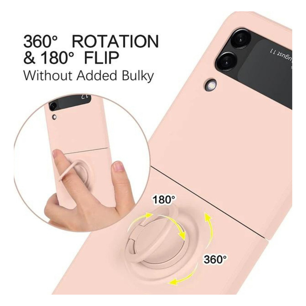 Capa de silicone de luxo com anel para Samsung ZFlip 5/6/7
