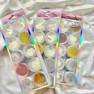 TKit de 6 Madrepérola e 6 Glitter fino Pó Cromado Para Unha Nail art Resina e Maquiagem em Oferta na Shopee