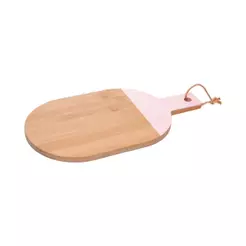 Tábua para Corte Oval Lignora 35cm Bambu Rosa Wolff com Cabo para Cozinha Cortar Alimentos Servir Petiscos Prática Útil