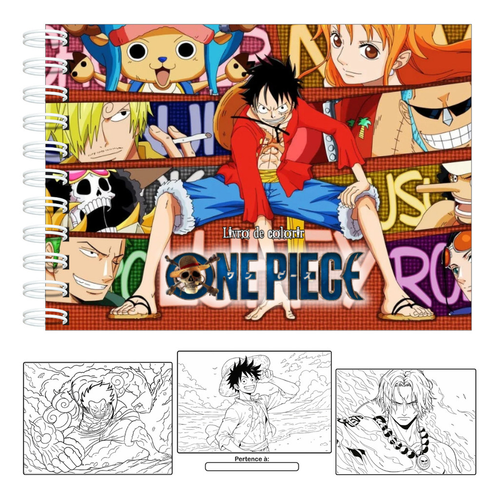 Livro De Colorir One Piece Luffy Capa Dura 50 Páginas 180g A5 Com Acetato