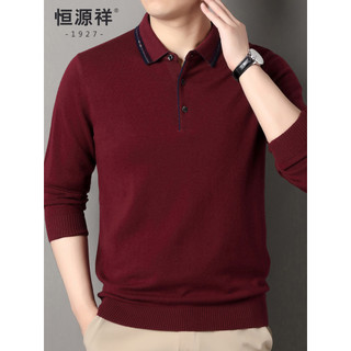 Hengyuanxiang novo estilo camisola masculina inverno engrossado ano novo vermelho pai lapela Cashmere camisola masculina