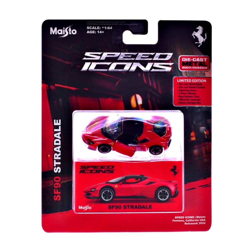 Miniatura Carro Ferrari SF90 Stradale - Speed Icons - Vermelho - 1:64 - Maisto
