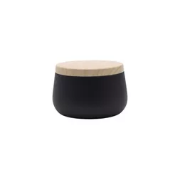 Lata de Metal com Tampa Estampa Madeira - Preto - 120ml - 6,5x5cm - 1 unidade