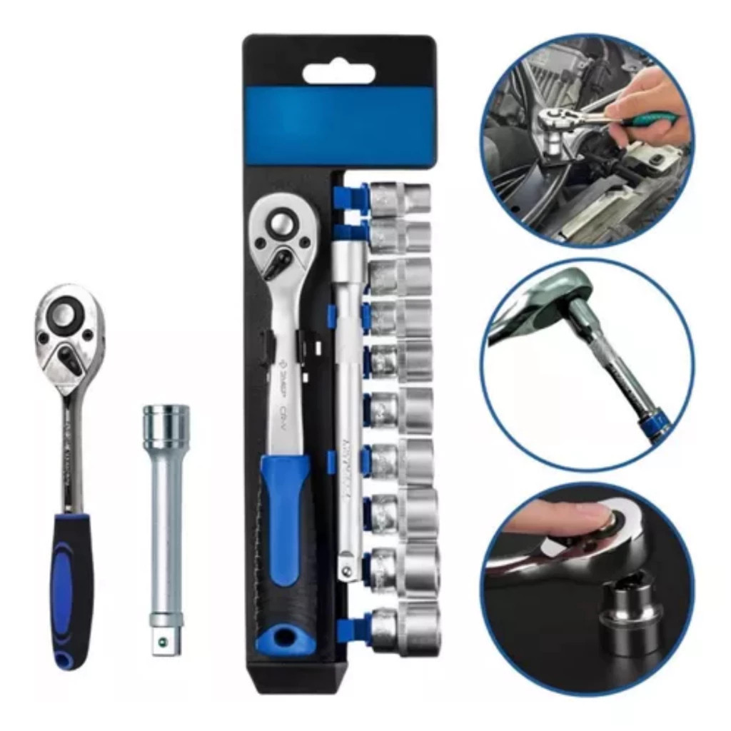 Jogo Soquetes Curto 1/2 Pol. Sextavados 10mm a 22mm Com 12 Pçs em Oferta na Shopee