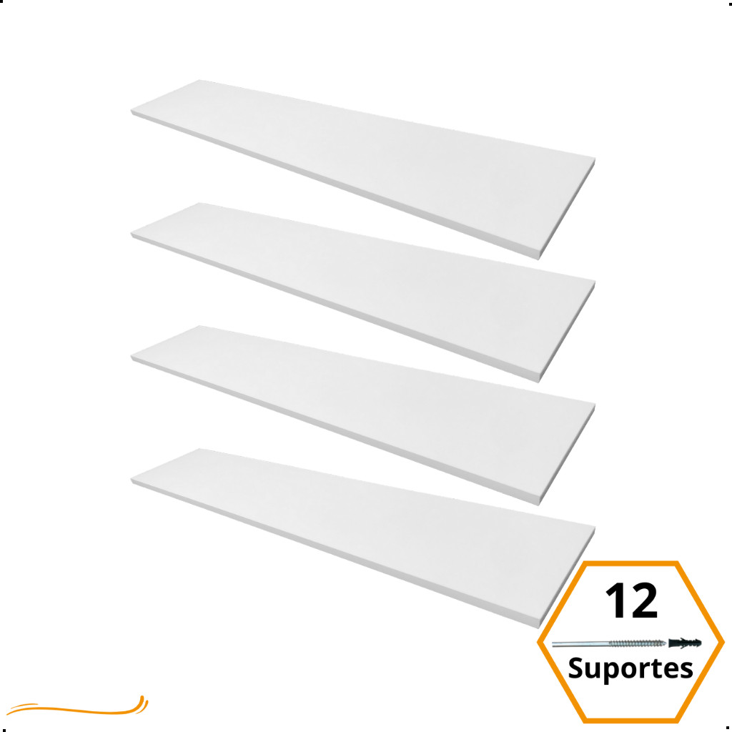Kit 4 Prateleira Branca 100X20 + Suporte Flutuante Mdf  Organizadora Decoração Cozinha Banheiro Sala em Oferta na Shopee