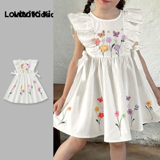 Lovito Kids Vestido Fofo com Babados para Primavera/verão Vestido Branco para menina L162LD201 em Oferta na Shopee